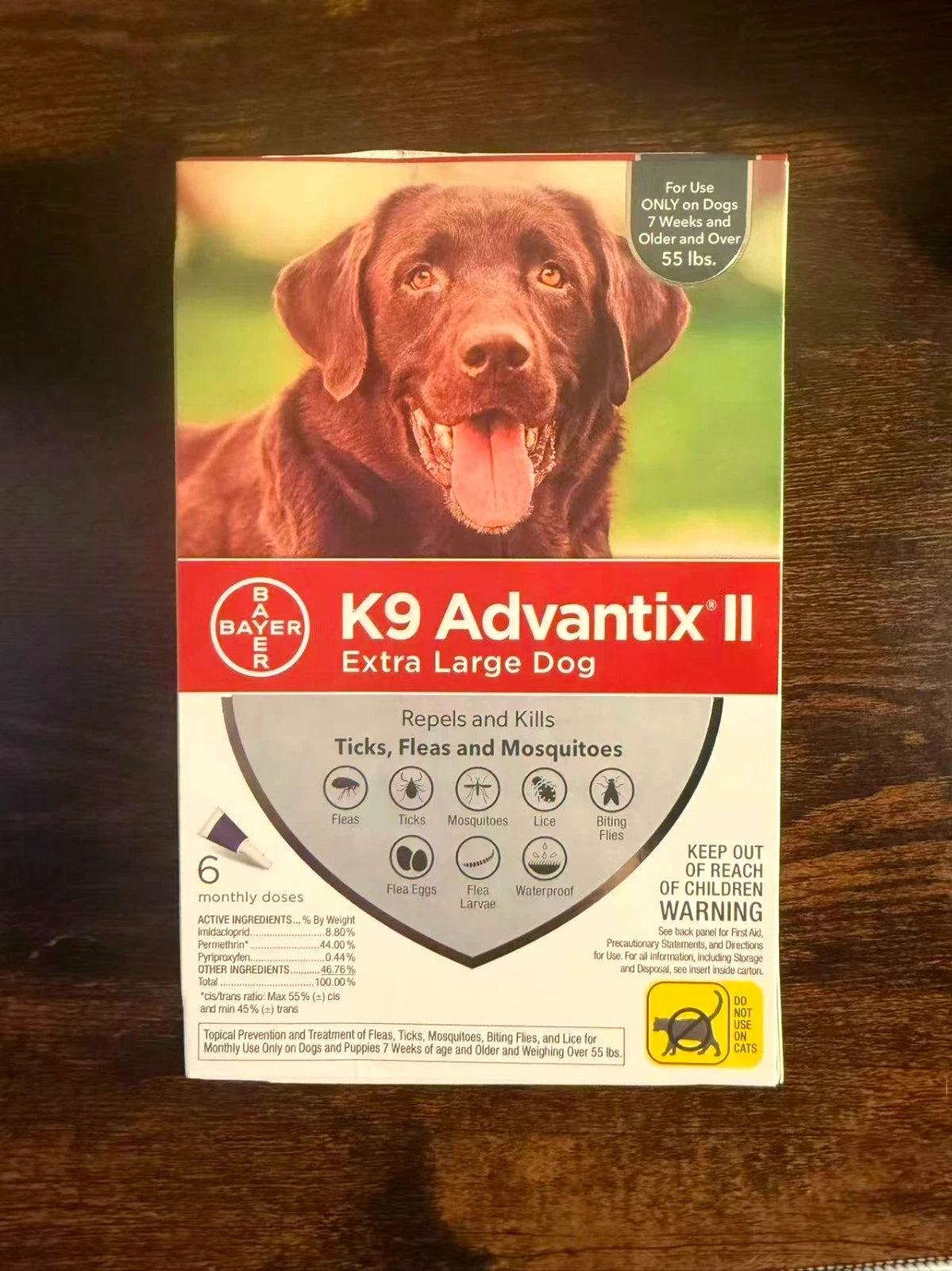 K9 Advantix II Flea & Tick Control Treatment for Extra Large Dogs Over 55 lbs | 6 Month Supply