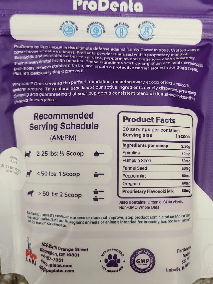 ProDenta All-Natural Dog Breath Freshener Powder | Dental Care Supplement for Dogs 2.75 oz